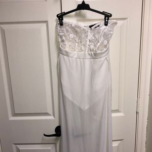 NWT Akria White Sheer Maxi Dress with attached shorts